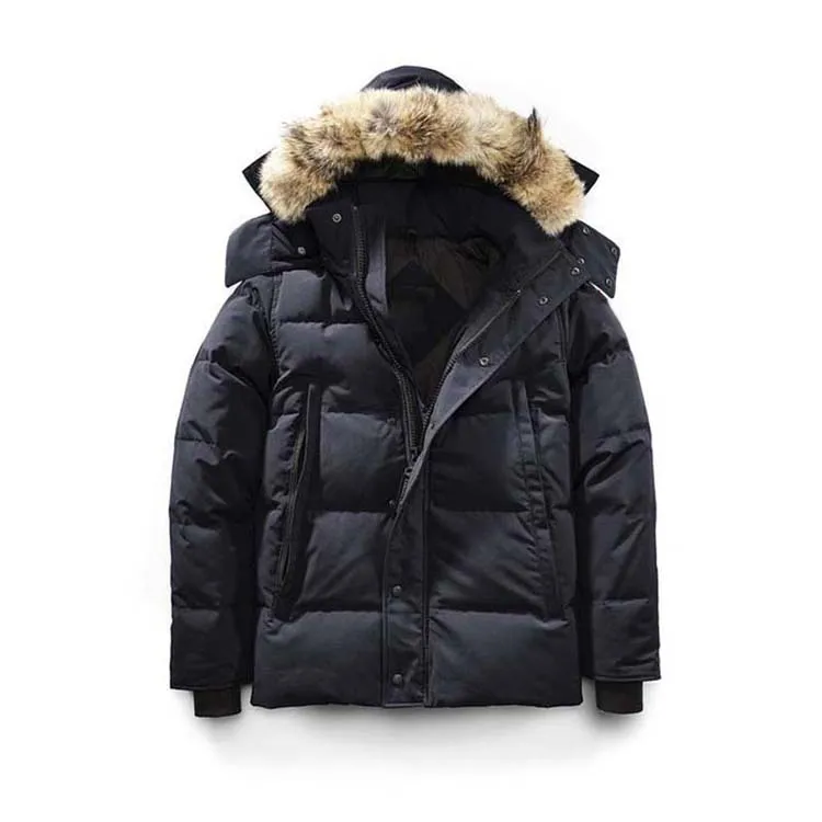 Raccoon Fur Wolf Fur Puffer Gose Down Filled Quilted Detachable Removable Hood Mens Canada Parka Down Coat Jacket