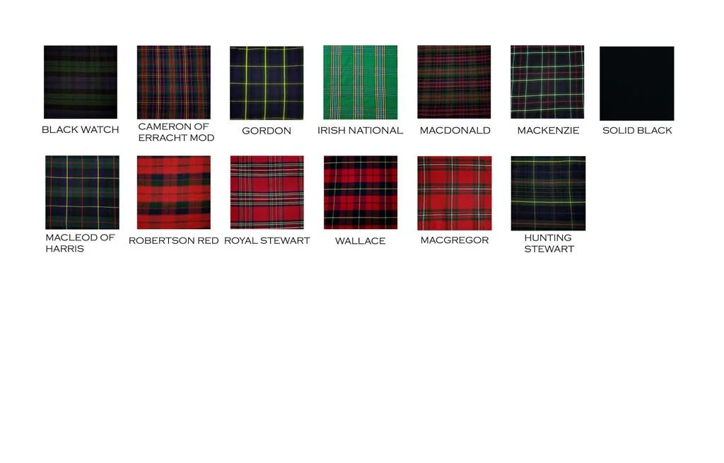 Scottish Tartan Kilts | 13oz Acrylic Wool Fabric | Any tartan available with MOQ of 25 kilts