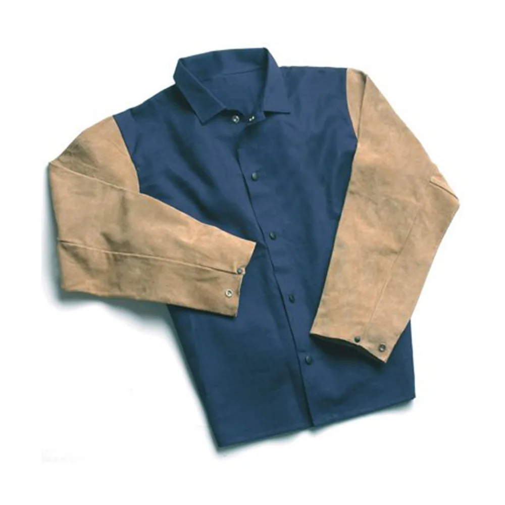 Многоразовая 100% FR хлопковая задняя огнезащитная одежда с спилковой коровьей кожей защитные сварочные куртки для мужчин