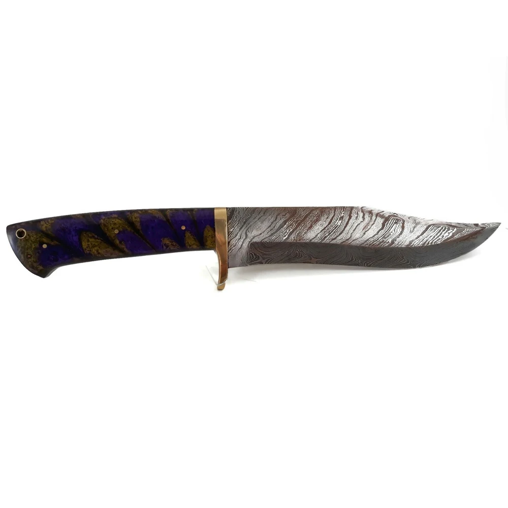 Wholesale Factory Price Custom Handmade Damascus Steel Bowie Knife With Wooden Handle