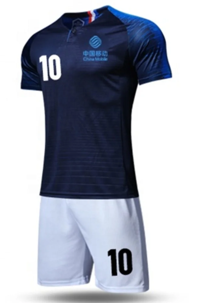 China Sublimated Custom Football Shirts Maker Team Set jersey football france soccer uniforms Good Quality Soccer Uniform