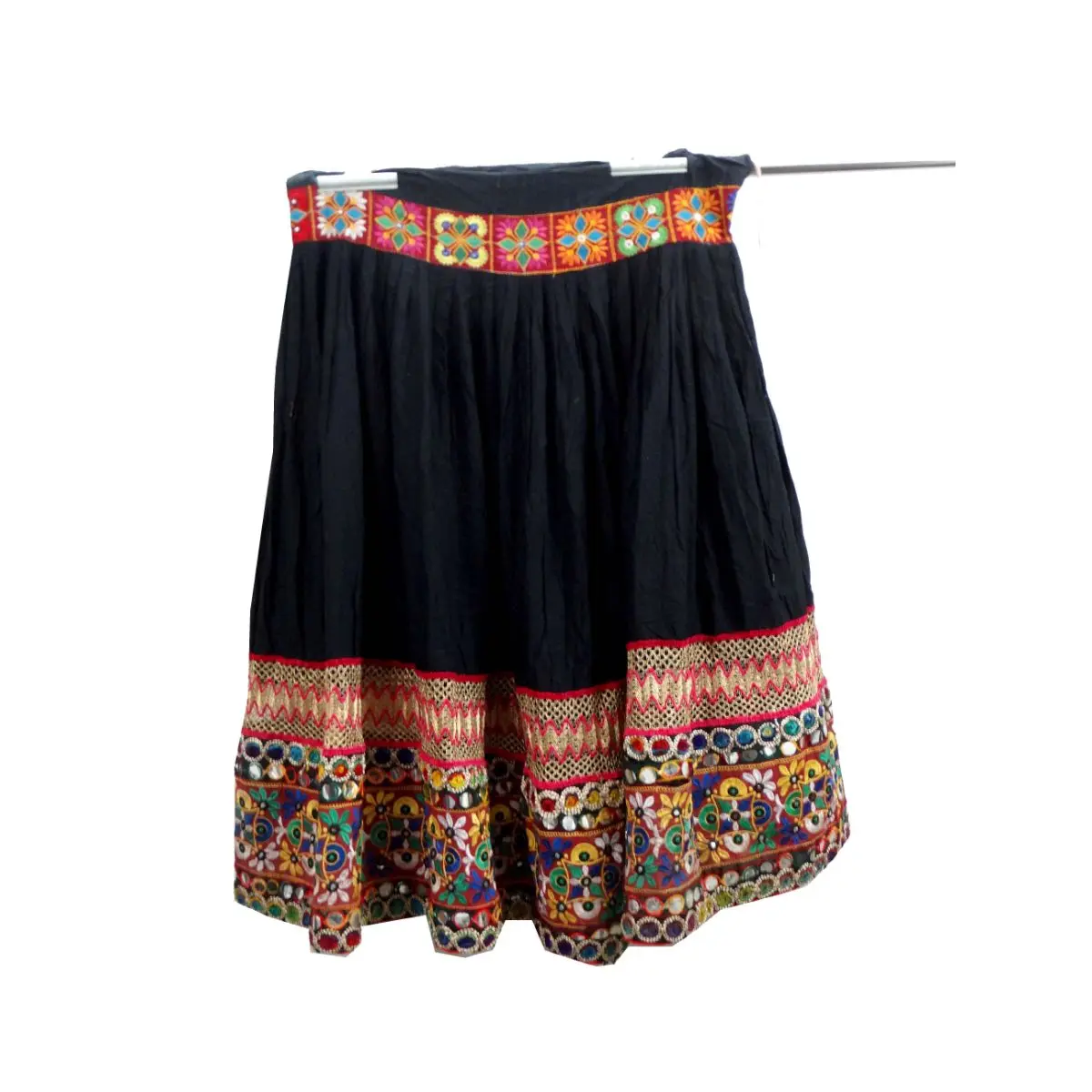 Vintage Fabric Ghaghra Authentic Indian Banjara Skirt Multi-Color Rabari One of a Kind Traditional Hand Embroidered