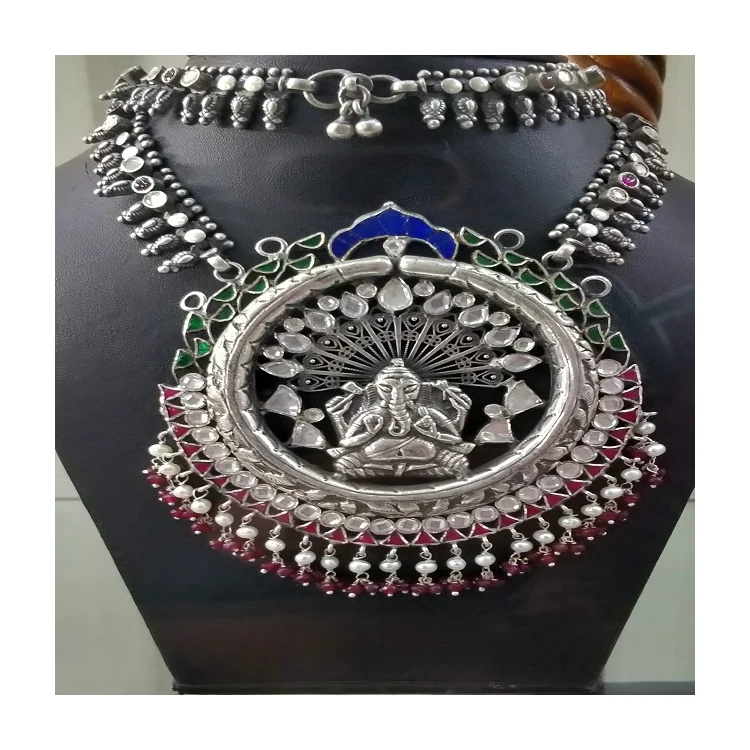 2022 New Design lord Ganesha Design Heavy look Vintage necklace Antique Temple Jewellery in Best Price