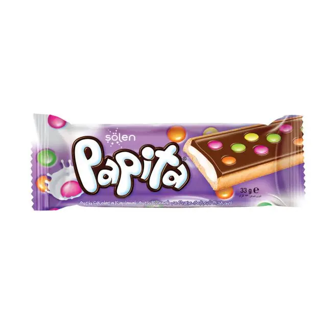 SOLEN PAPITA MILK CHOCOLATE COATED CARAMEL BISCUIT 33G