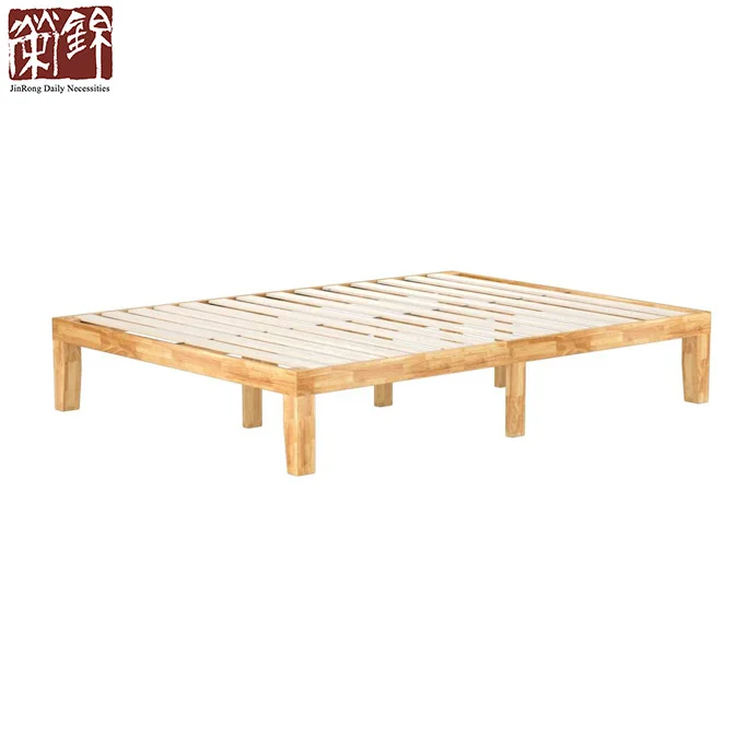 
14 Inch Wood Platform Bed Wood Slat Support Natural Finish Bed Queen Size Wooden Bed 