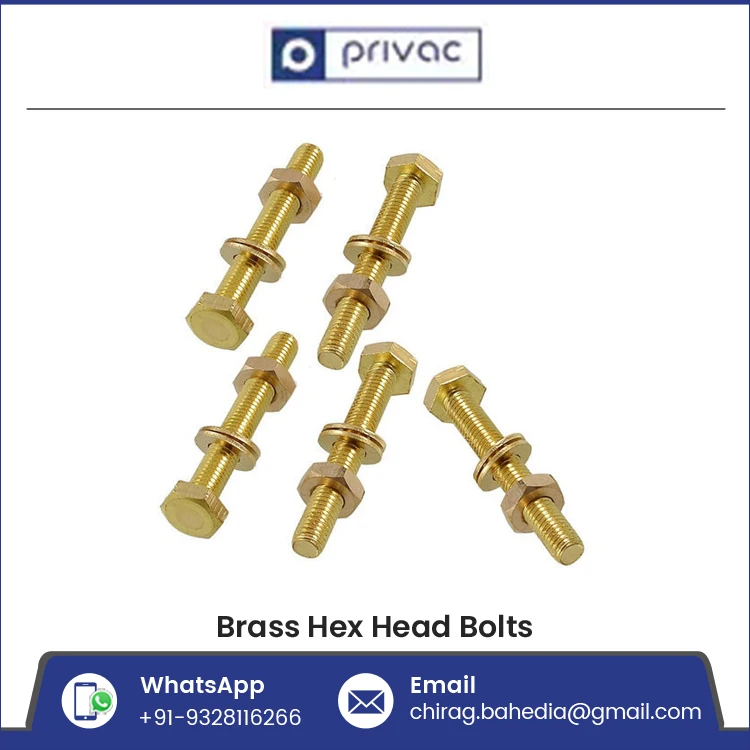 Solid Brass Hex Head Screws Bolts DIN933 Brass Hex Bolt / Brass Screws Bolts