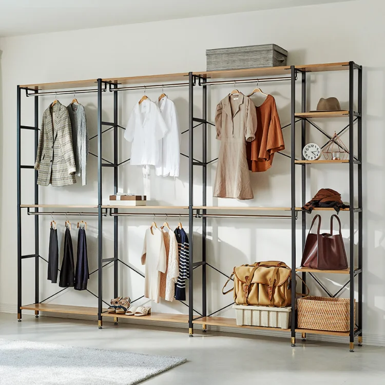 Walk in Closet Dividers Shelving Underwear Hanging Organizer System Wardrobe for Bedroom with Storage Boxes Drawer