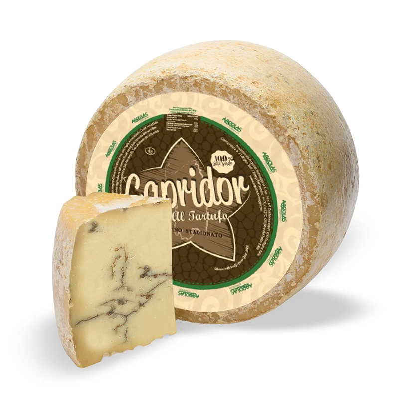 Italian Hard Goat Cheese 1/2 Made in Italy Capridor Extra al Tartufo Sardinian Cheese