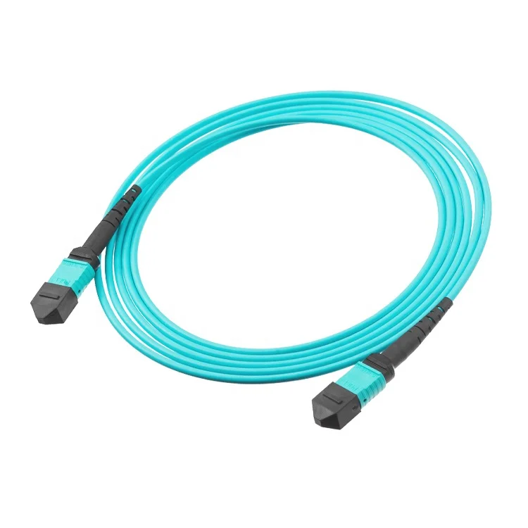 40G 100G SFP Patch Cord Aqua Color USCONE SENKO 12 Core OM3 MPO MTP Fiber Patch Cable