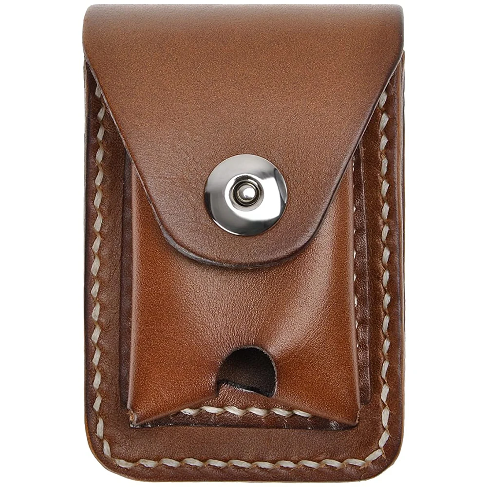 
Wholesale Unisex Handmade Genuine Leather Cigarette Case Pouch Waist Belt Loop Lighter Case 