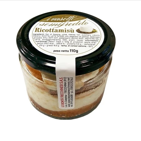 Typical Italian dessert  semifreddo in glass whit ricottamisu