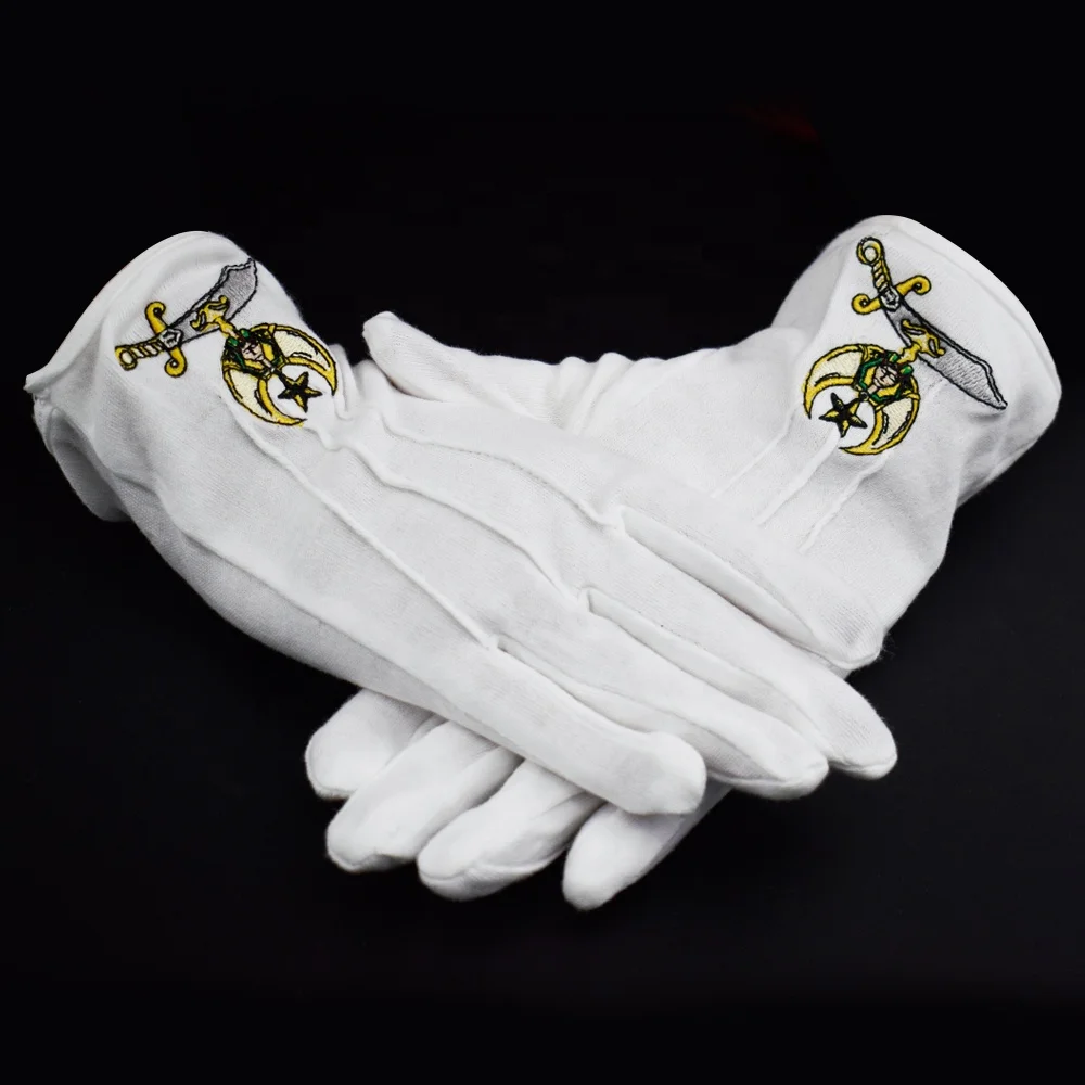 New Arrival cheap wholesale white cotton masonic gloves with three lines and custom logo And Color Good Quality