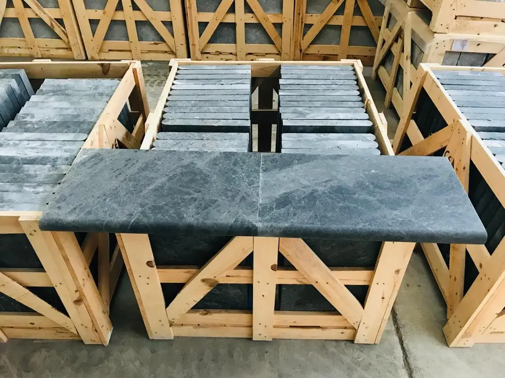 Blue Stone Best Selling Polished Marble Stone Big Size 12'X24' Polished Pool Cooping Cheap Factory Hot Sale From Turkey