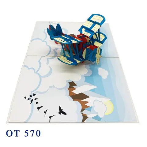 BIPLANE POP UP 3D PLANE POPS UP HANDMADE NEW DESIGN CARDS CARD STOCK GREETING CARD  ARTESANAT