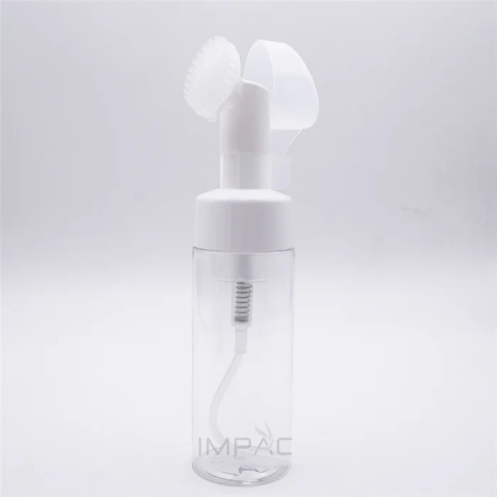 clear empty transparent foam bottle with brush 150 ml for skin care packaging
