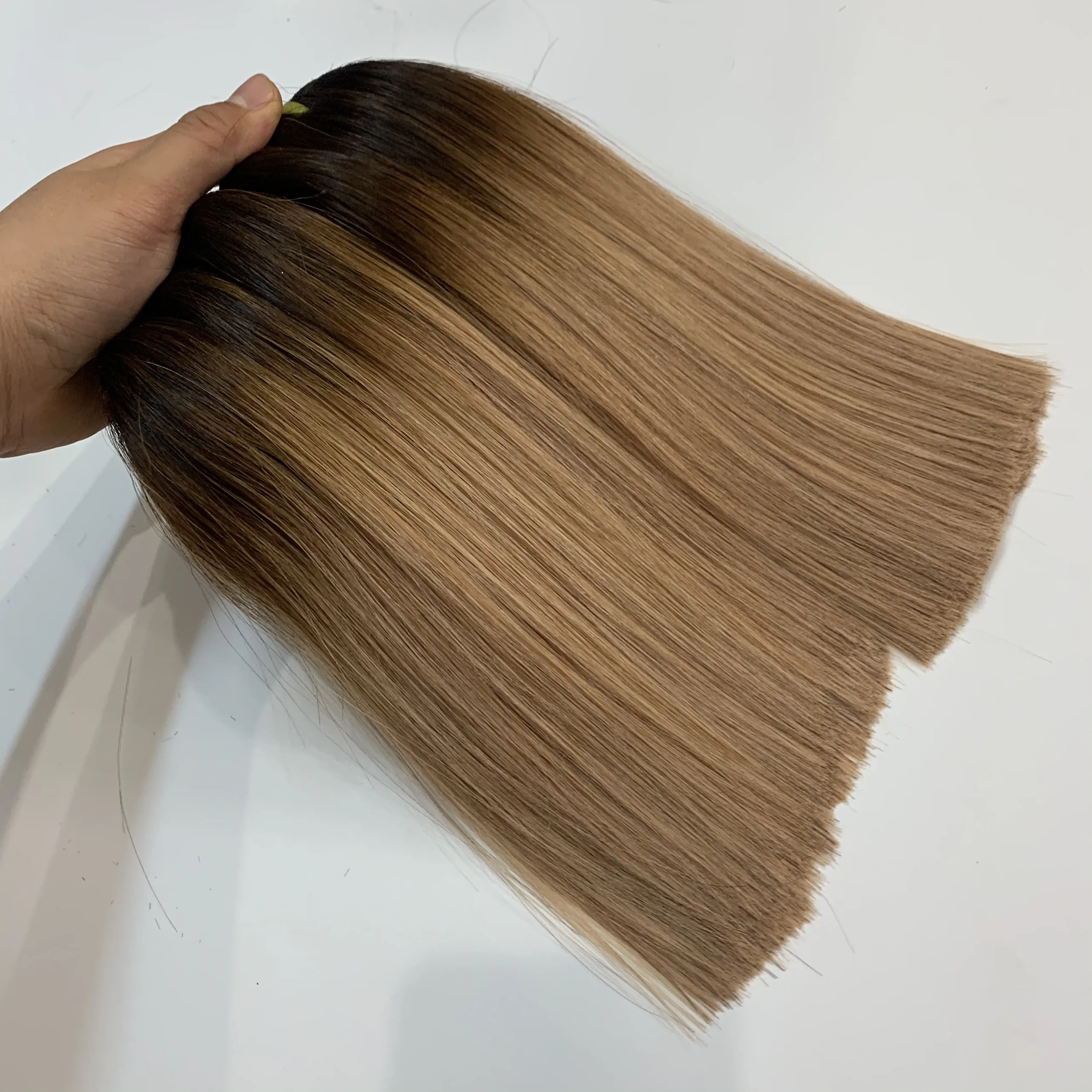 Ombrecolor золотые супер двойные человеческие волосы прямые 12 дюймов без Танг нит лучшее качество 100% натуральные от Livihair Vietnam