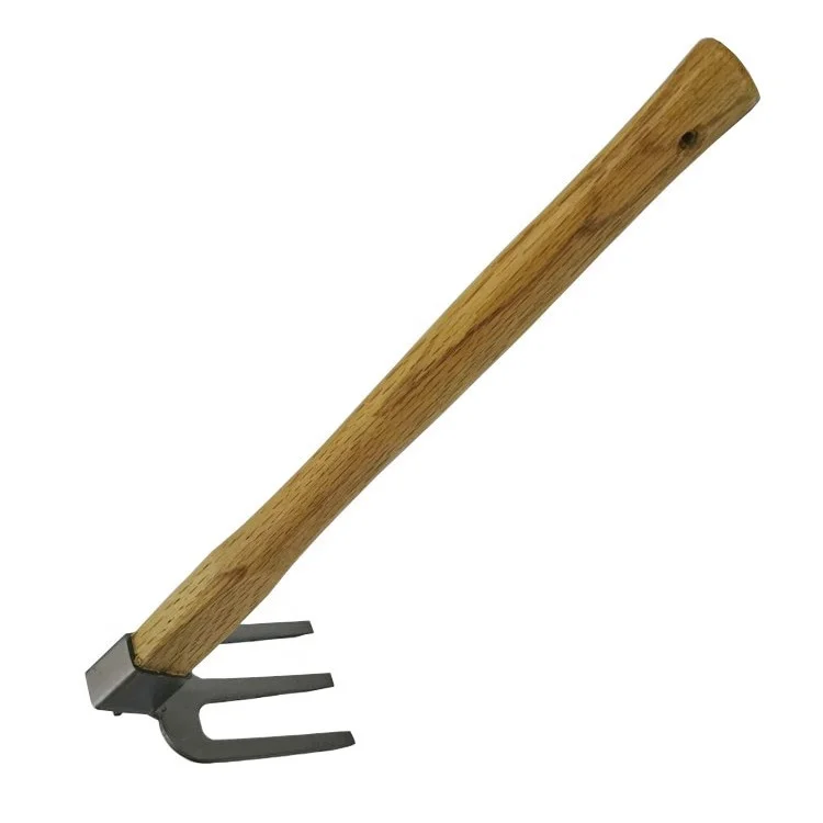 
high quality three tooth steel garden fork hoe with handle 