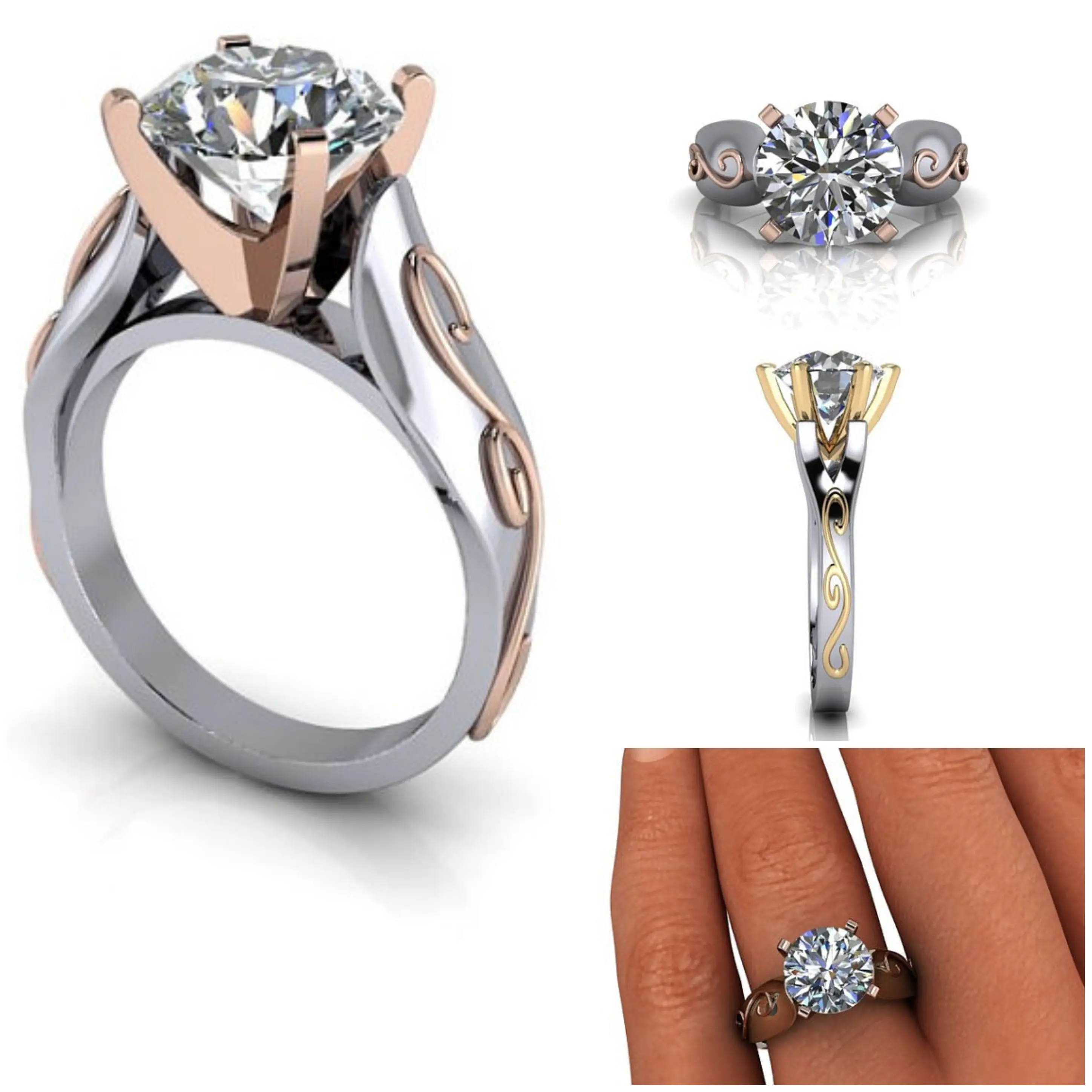 Classy design Trendy design moissanite colorless diamond DEF Certified solitaire ring 10k/14k Low price worldwide delivery