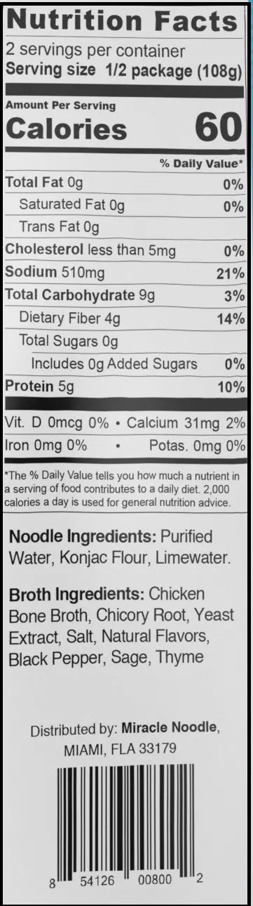 Miracle Noodles Instant Soup Delicious Chicken Bone Broth Soup Paleo Gluten Free Non GMO 216g, MOQ 1 Pallets