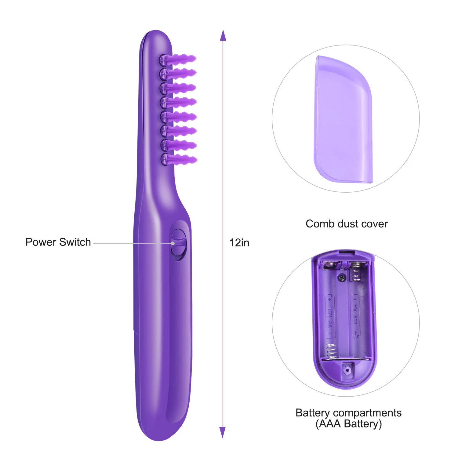 Electric Detangling Brush Automated Hair-Detangler - Automatic Hair Detangler Brush Wet Or Dry Use Purple Hair Brush