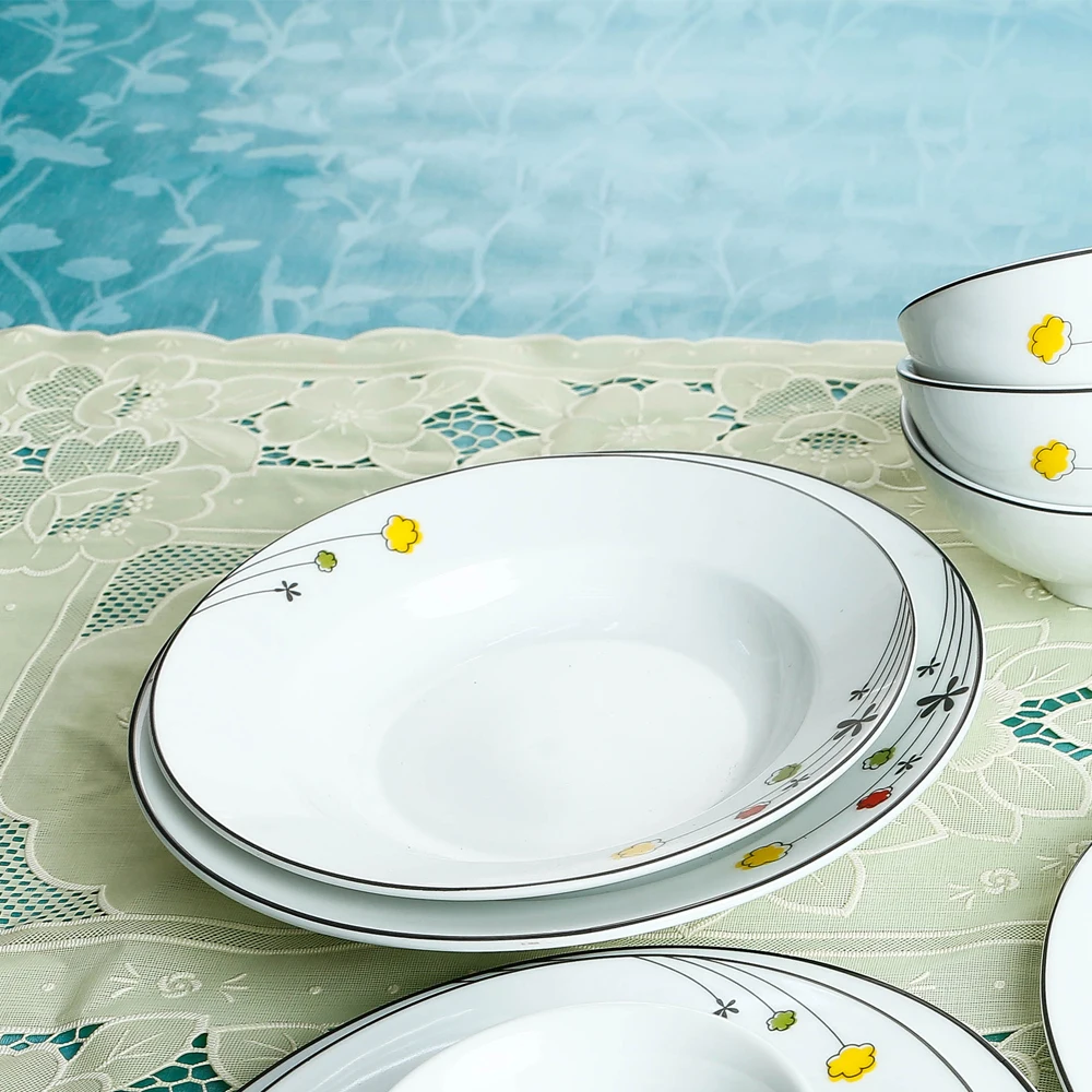 OEM7'Good quality and good price ceramic plate with golden pattern  Restaurant Porcelain Soup Plate for home wholesale Viet Nam