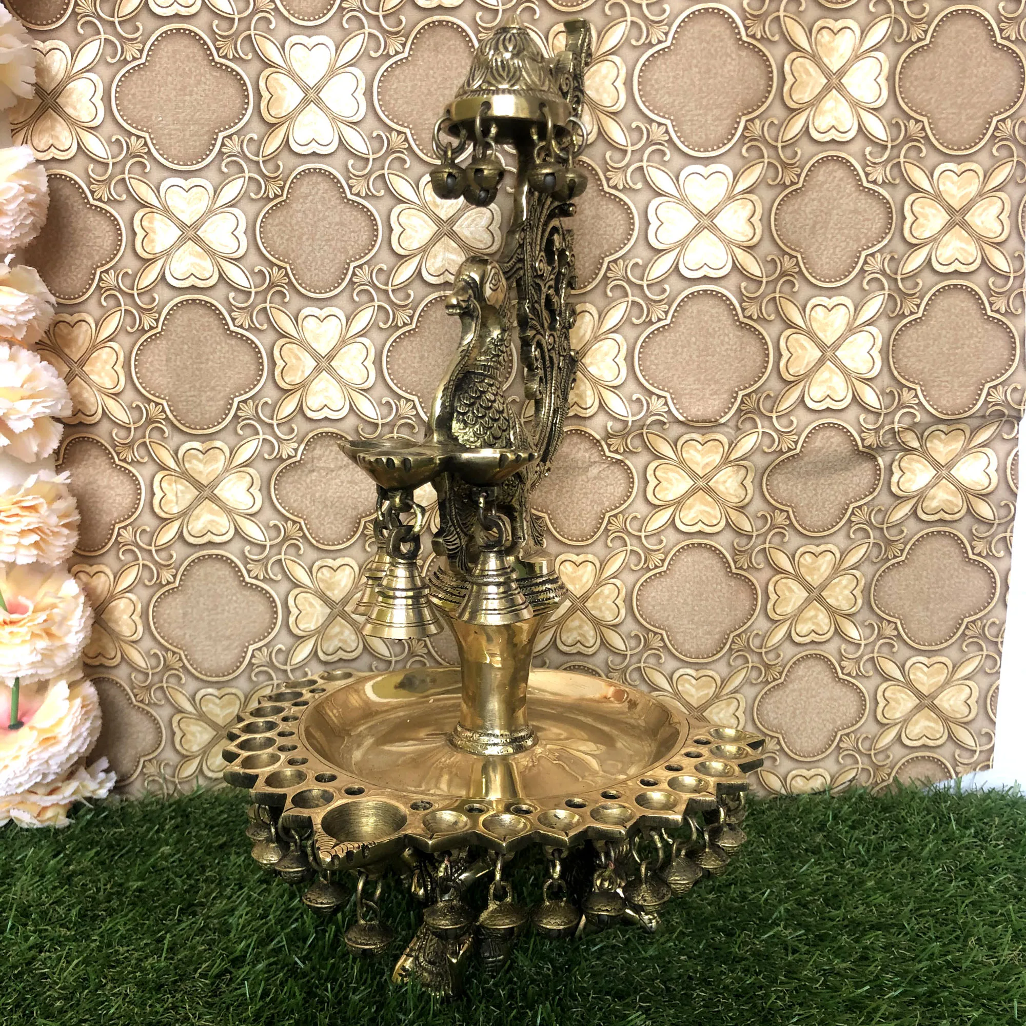 Домашний декор металлическая латунная лампа для птичьего масла с колокольчиками