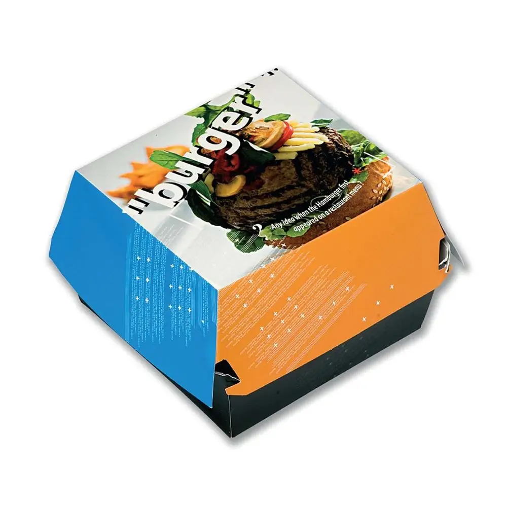 Al Bayader Foldable Cardboard Disposable Paper Burger Box for Food and Industrial Use