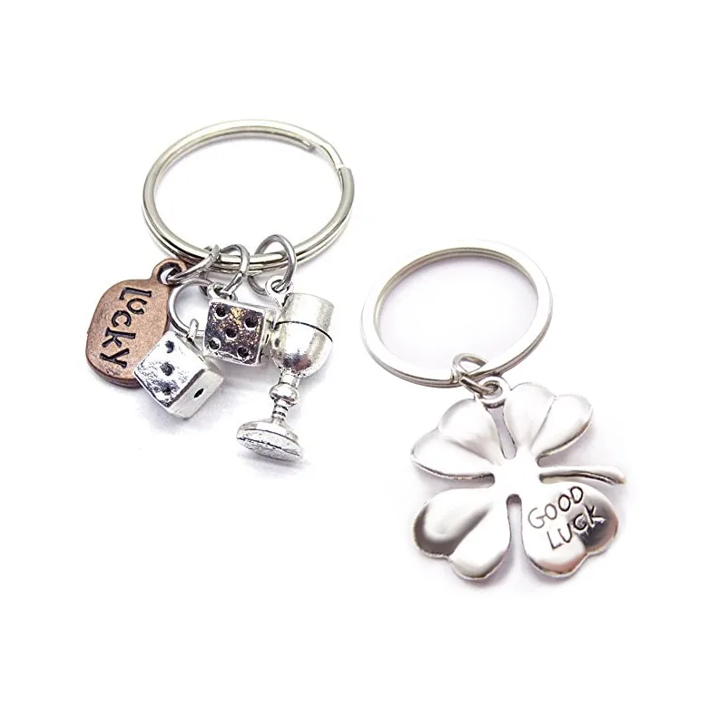 custom designer metal key chain clover leaf horseshoe good lucky charm keychain
