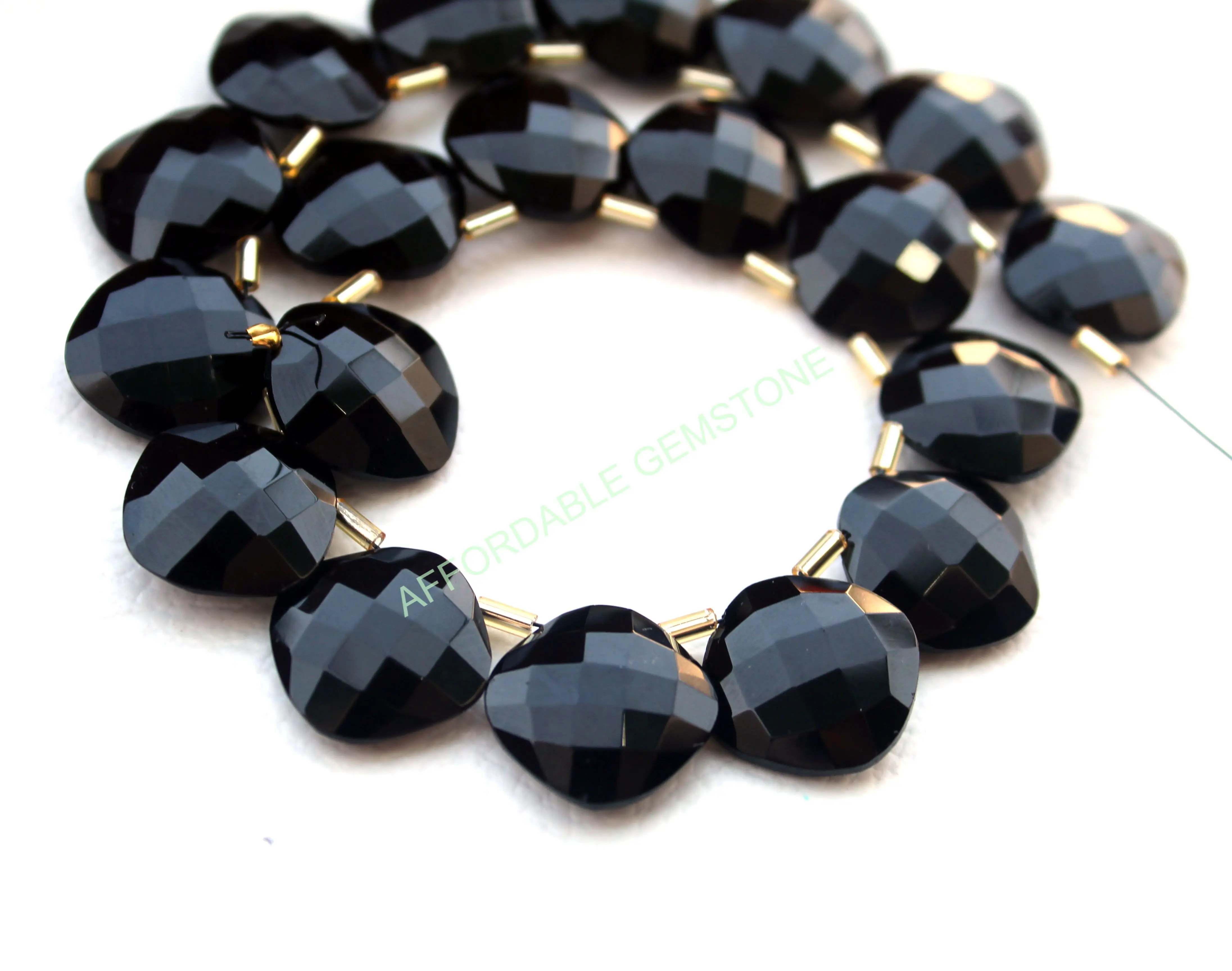 Natural Black onyx top drilled stone cushion shape stones high quality gemstone handmade gemstones faceted beads polished gems
