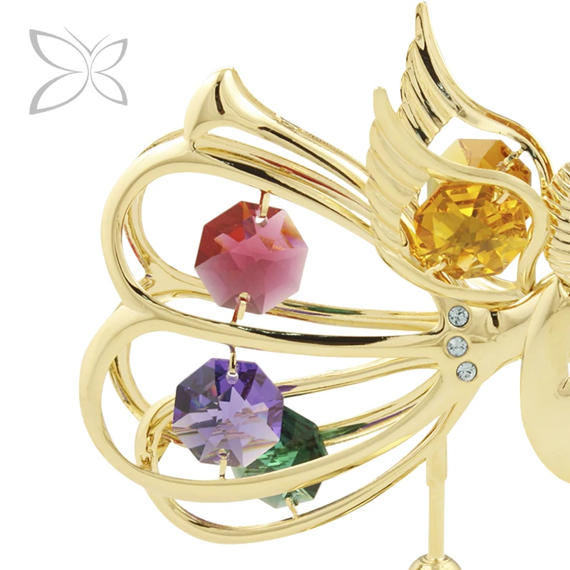 Crystocraft Luxury Gold Plated Metal Crystal Angel Figurine Decorated with Brilliant Cut Crystals