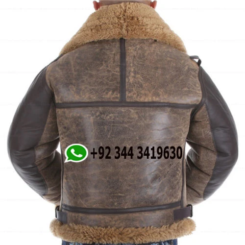 Men Flight Flying shearling Aviator B3 Bomber Jacket Distressed Sheepskin Pilot FOX Fur wholesale price