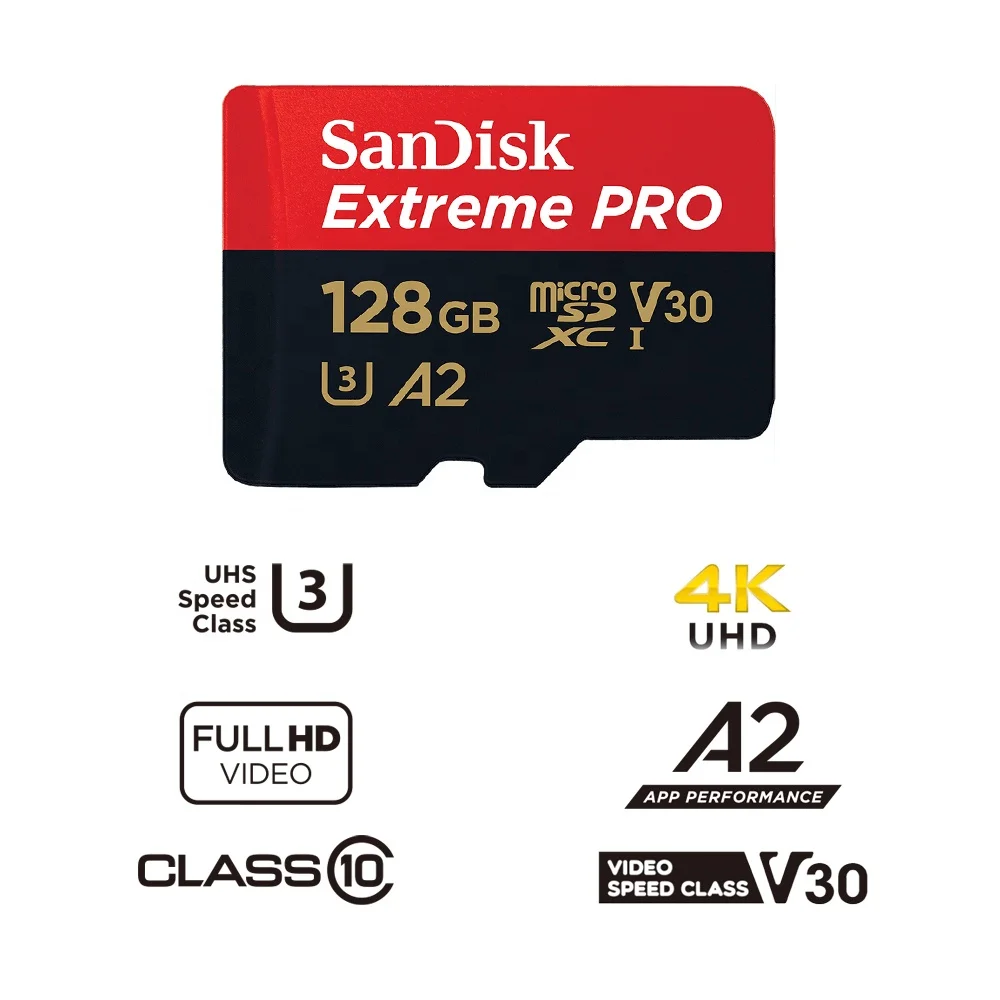 100% Оригинальный двойной флеш-накопитель SanDisk Extreme Pro Micro SD карты с адаптером UHS-I A1 U3 V30 C10 флэш-памяти SDXC 128 Гб карта