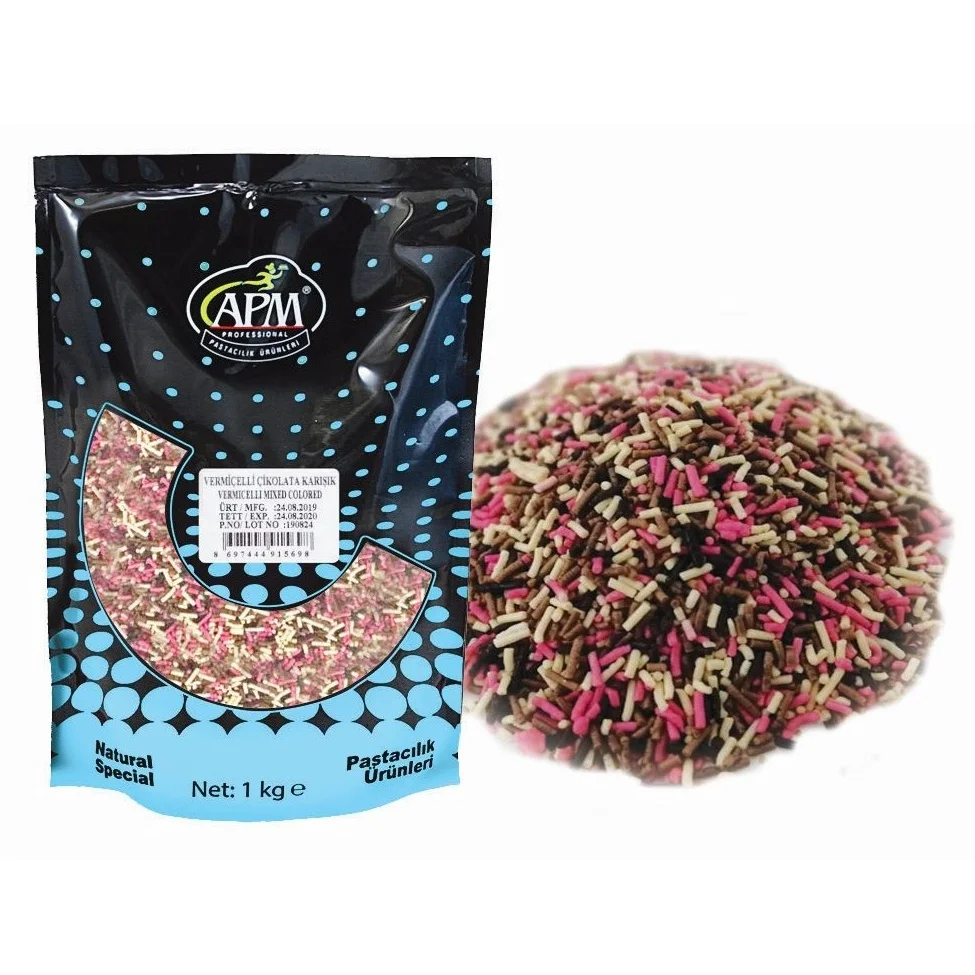 APM Vermicelli Multi Colored Compound Chocolate For Confectionery And Pastry Sectors And Industries