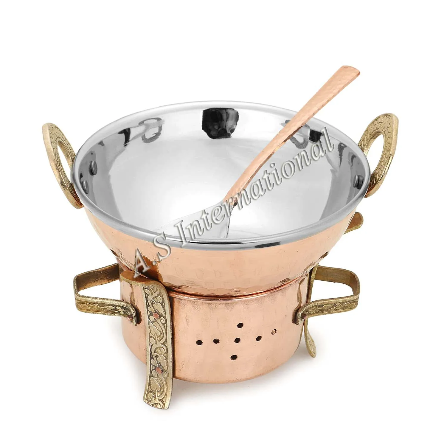 Оптовая продажа кастрюля Kadai с подставкой и ложкой Высококачественная кухонная утварь для дома гостиницы