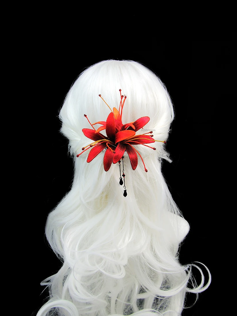 Wholesale Special Design Flower Embroidery Accessories Red Spider Lily Brooch - Hairclip