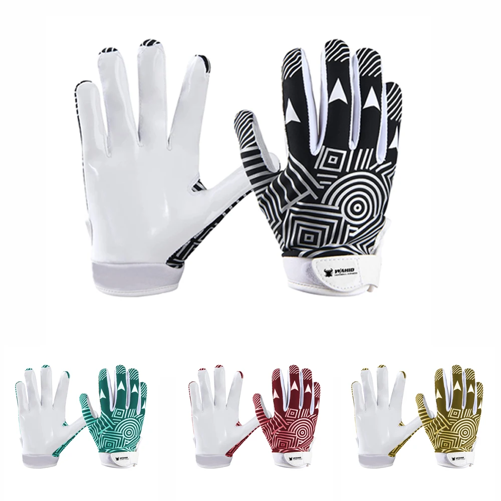 Ultra-Durable & Breathable Synthetic Leather Silicon Palm Grip with Backside Lycra Rugby Gloves Rugby Receiver Sports Gloves