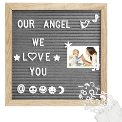 10 * 10 oak gray frame letter support message board announcement Office Wooden felt letter board