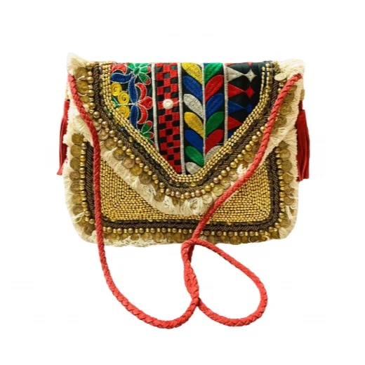 HandMade Banjara Bohemian Bag from India Multi Color Jute Bag Boho Festiva HandCrafted Embroidered by Quality Handicrafts