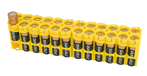 Тонкая линия AA 24 пакет Caddy-желтый, Storacell держатель батареи, компактный, легко обходится без батареи банка с крышкой с одной стороны безопасности