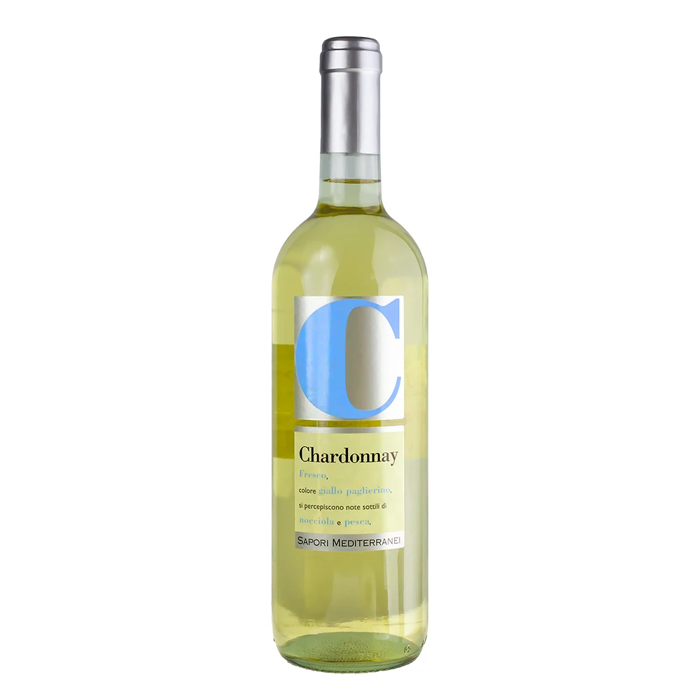 Italian High quality  white wine Chardonnay Puglia IGP Sapori Mediterranei 75 cl