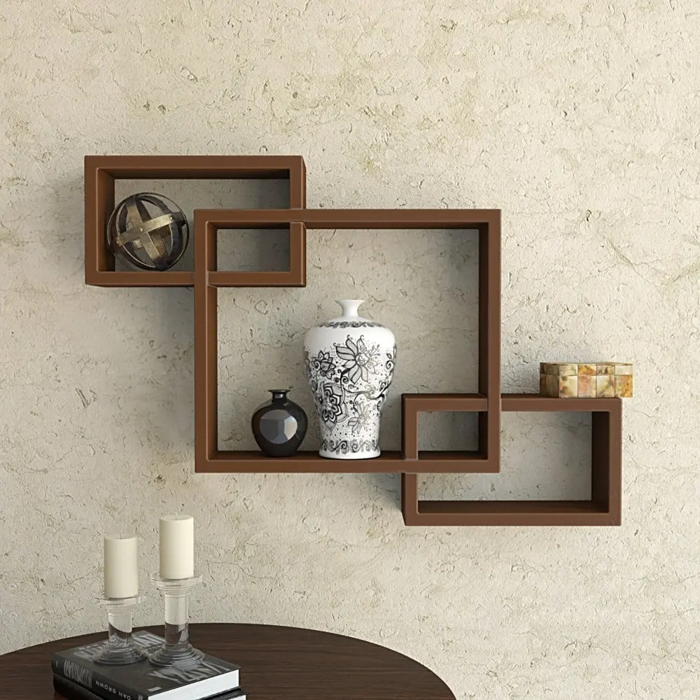 Square shape  Natural Wood color  Wall Mounted Floating Shelf   Wall-mounted Home Decoration wooden floating shelves
