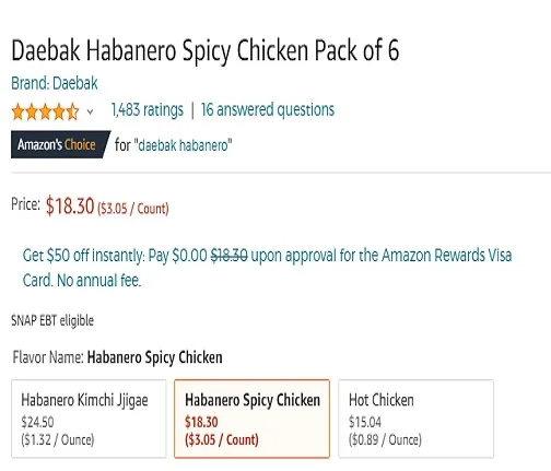 Корейская еда AMAZON лапша быстрого приготовления Daebak Habanero острая куриная чашка рамен перец вкус жареный черный рамион