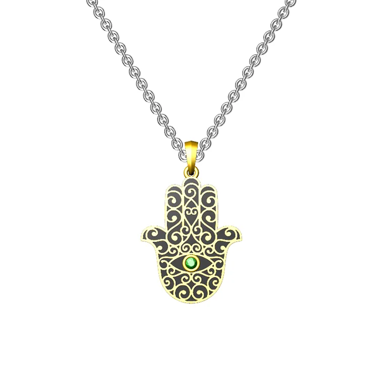 
Hamsa Hand Necklace Connector Jewelry Evil-Eye Of Stainless Steel Pendant 2021 Sterling Silver Women Designer Famous Brands Set 
