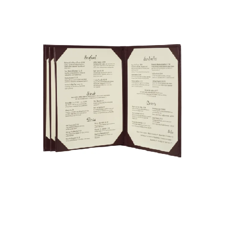 High Quality A4 PU Leather Restaurant Menu Cover