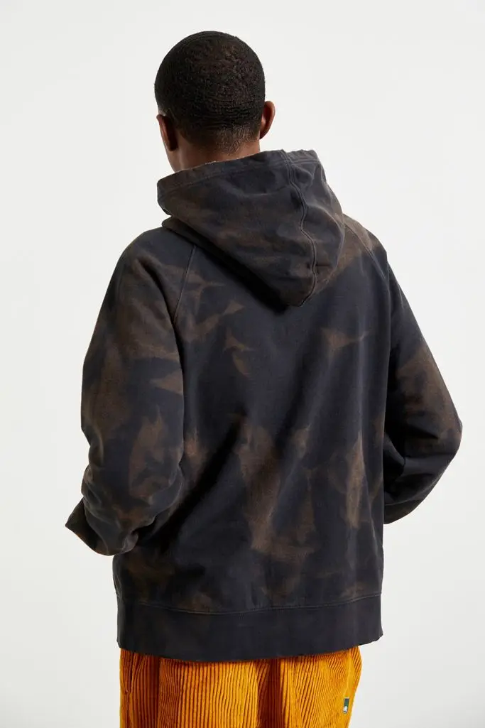  Черные толстовки с принтом мужские рукавом реглан отбеливающие большого размера кенгуру и карманами