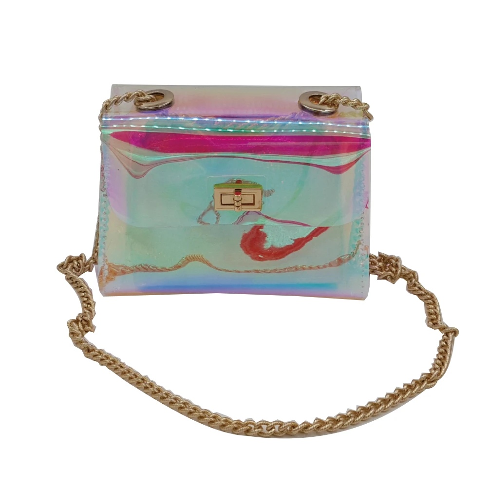 Women transparent bag clear PVC jelly small tote messenger bag PVC ladies bag