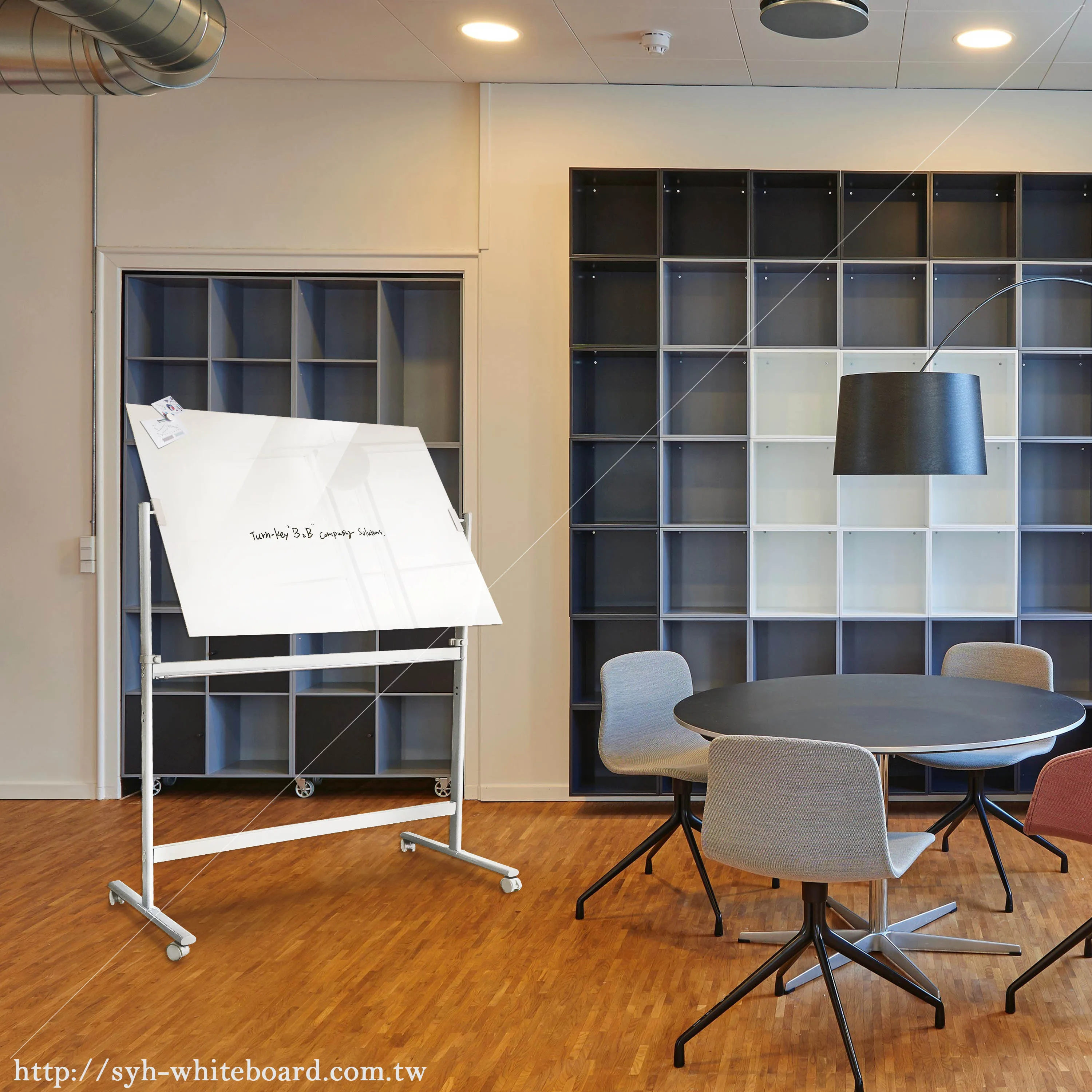 Double side reversible  tempered  magnetic glass whiteboard with stand