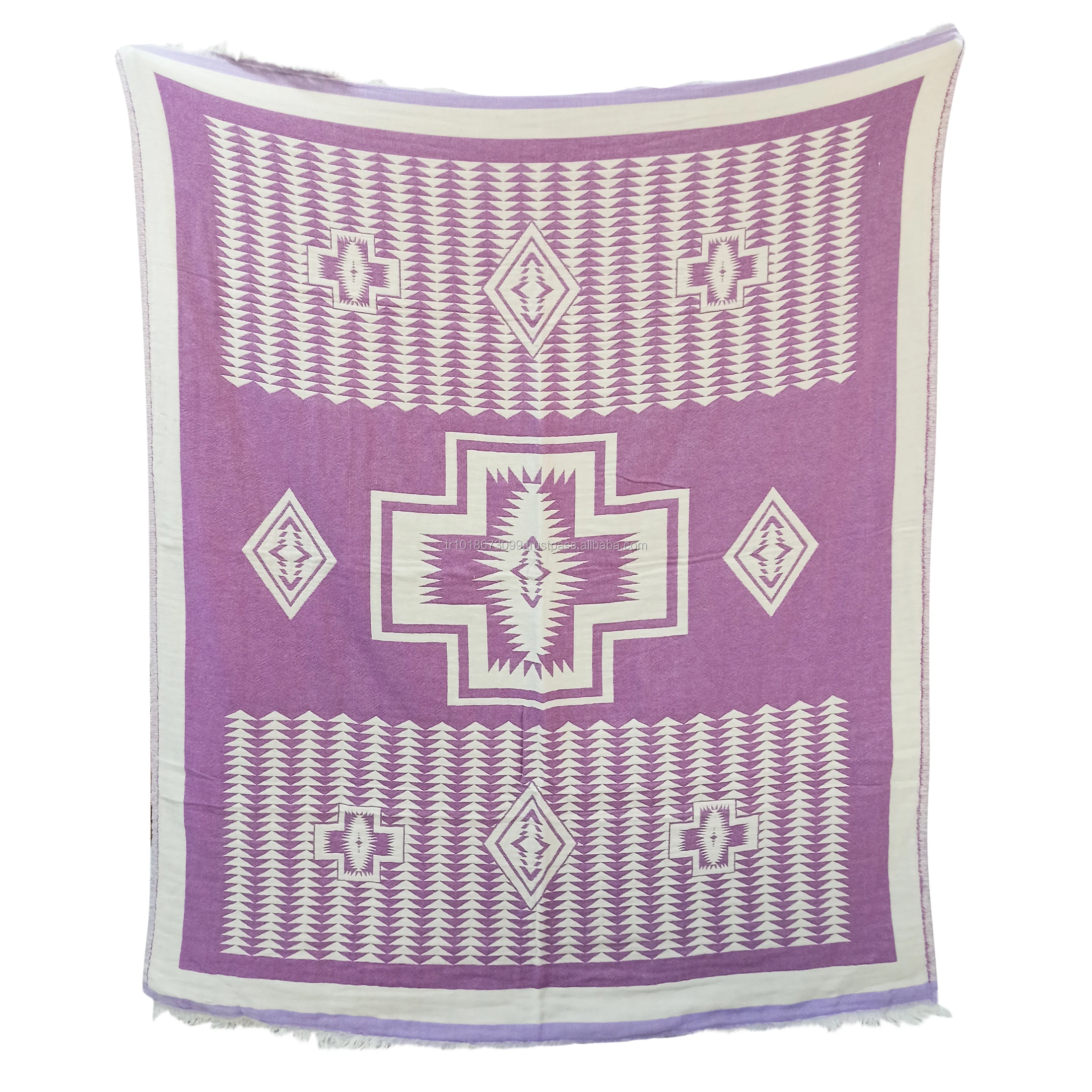 Tribal Design Blanket extra Large Made in Turkey 100% Cotton High Quality Jacquard Collection ThrowBlanket