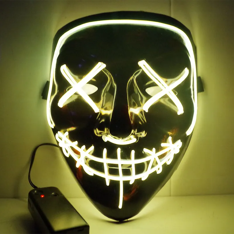 LED Mask Light Up Party Mask Neon Cosplay Mascara Glow In Dark Masque Purge Mask
