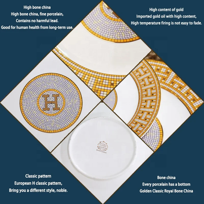 
Wholesale Decoration Plate Exquisite Restaurant Good Quality Gold Plate Flat White Round Dinner Dish Luxury Plate Sets 
